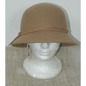 Scala Hat Women Beige Brown Cloche  100% Wool ‎ One Size